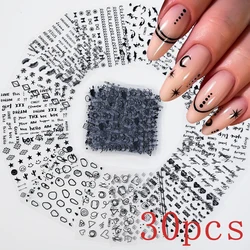 30pcs Black Line Nail Stickers 3D Irregular Line Geometric Pattern Nail Sticker Mysterious Sexy DIY Gothic Style Nail Stickers