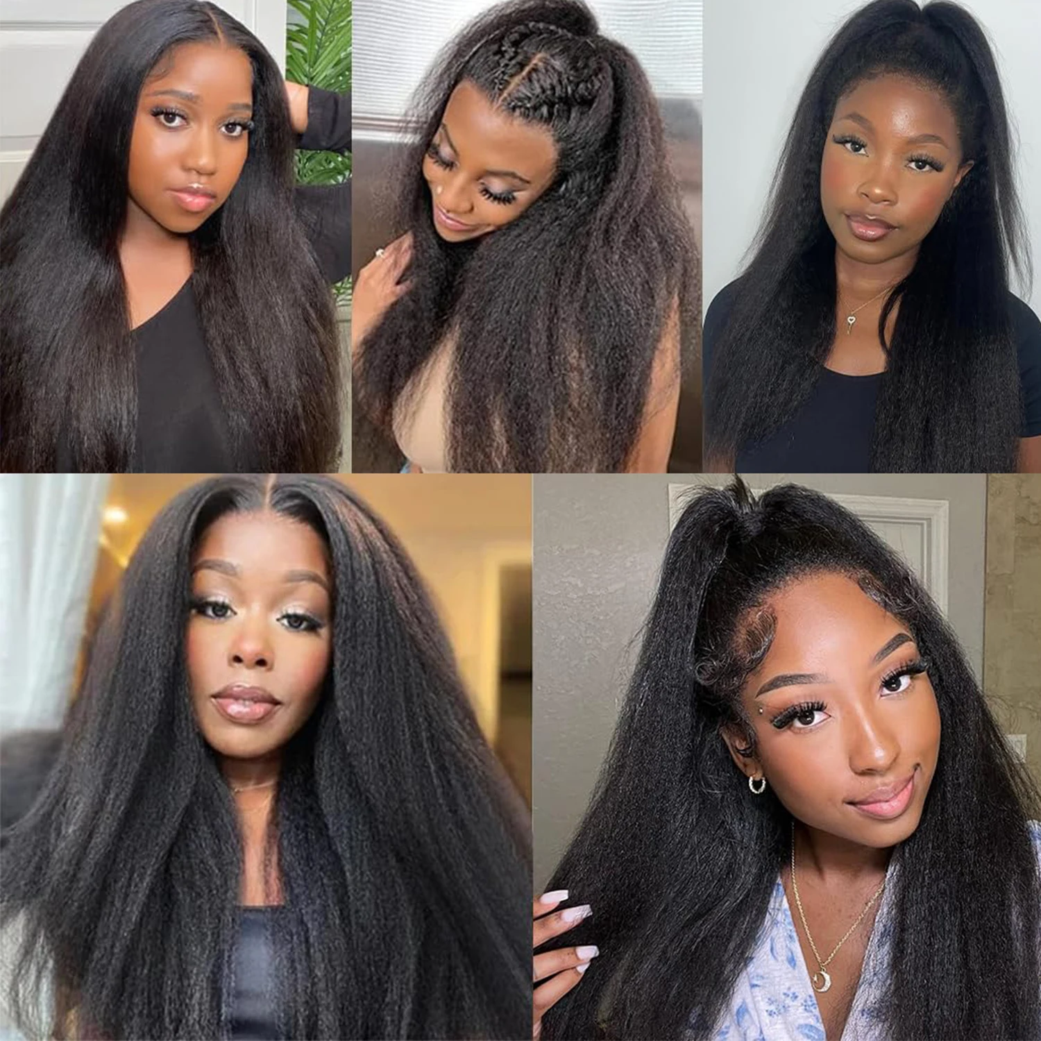 14/16/18/22 inch Kinky Straight Bundles Yaki StraightFor Black Women Natural Black Color synthetic