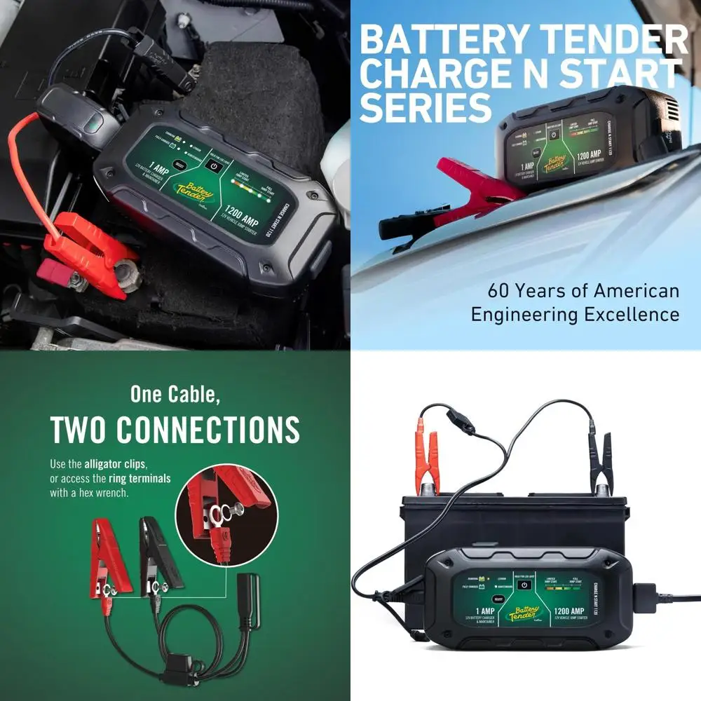 

Charge N Start 1120 — интеллектуальное зарядное устройство для аккумуляторов 12 В/1 Ач и комбинированный стартер 1200 А | Поддержка аккумулятора 2-в-1 для автомобилей, мото