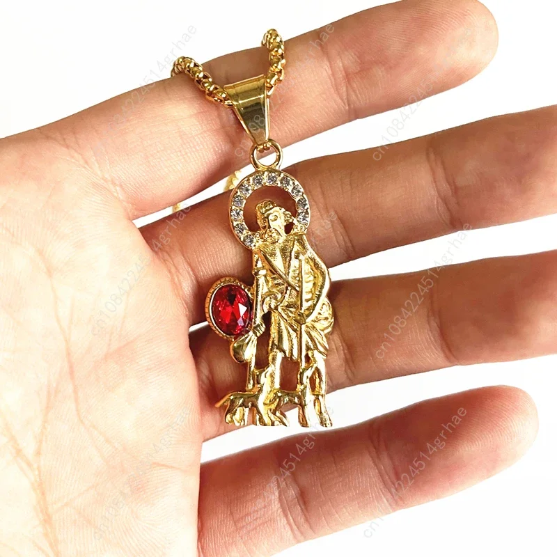 أنيقة بسيطة 316L الفولاذ المقاوم للصدأ يسوع الراعي سلسلة الذهب الخالص اللون مطلي قلادة قلادة للنساء رجل عيد الميلاد مجوهرات #4