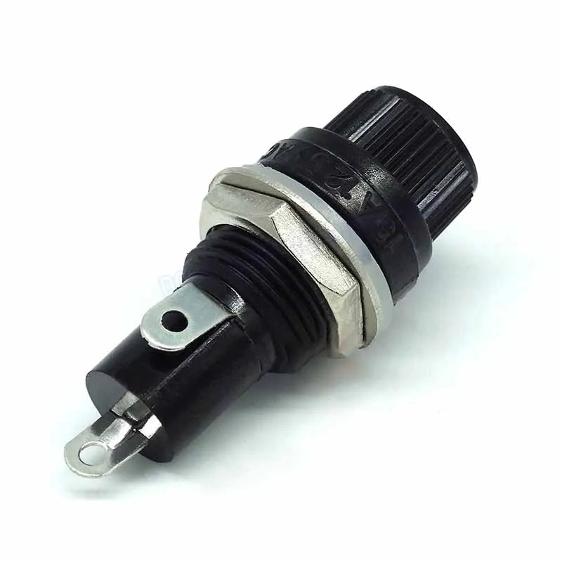 Fuse Holder 5x20mm Glass Tube 250V for 2A/10A/15A Fuse, 12mm Mounting Hole, Electronic Repair Part