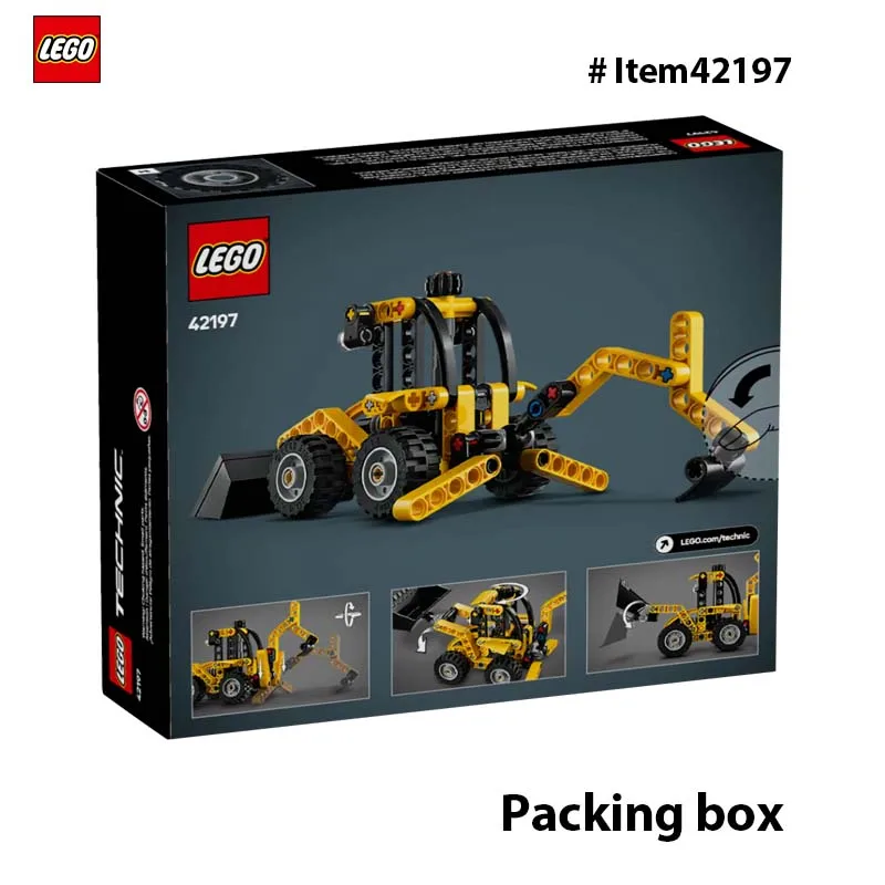 LEGO 42197 Technic graaflaadmachine bouwspeelgoed educatief cadeau-idee met bruikbare ruggraafmachine, schep en outriggers 104 stuks