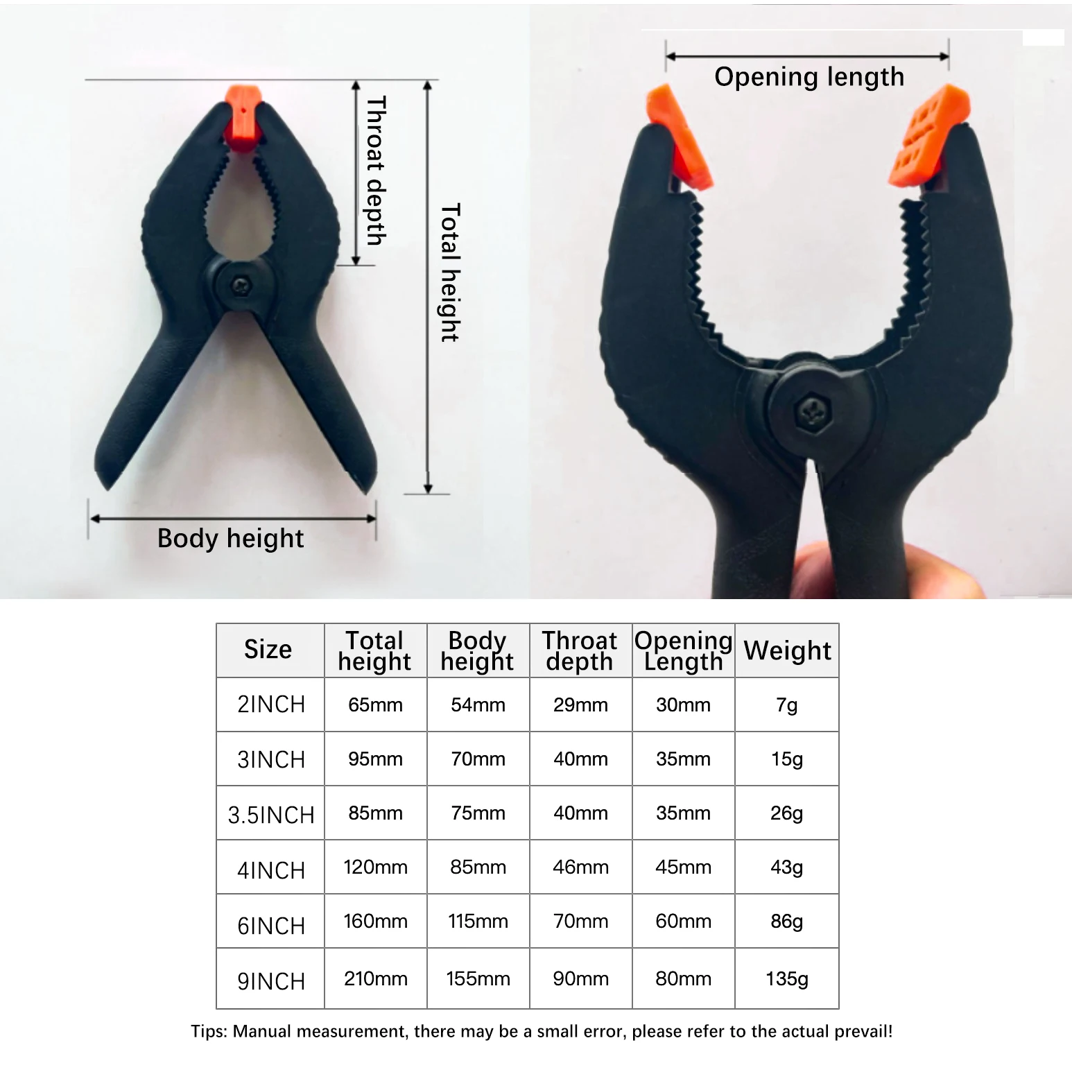 6PCS 3-Inch Heavy Duty Nylon Spring Clamps, Multi-Purpose Grip for Photo Studio Background, Canvas & Woodworking Tools