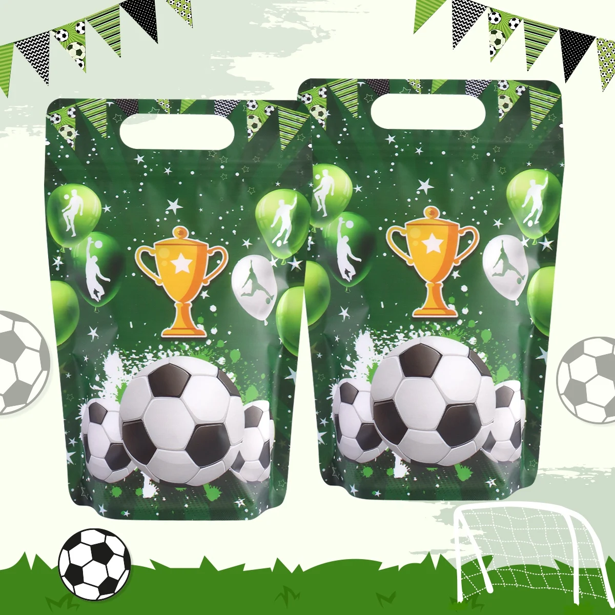 10/20 Stück Standbeutel mit Fußball-Motiv, Fußball-Keksbeutel, Partytüten für Fans, Dekoration für den 1. Geburtstag, Sportzubehör – Detail 7