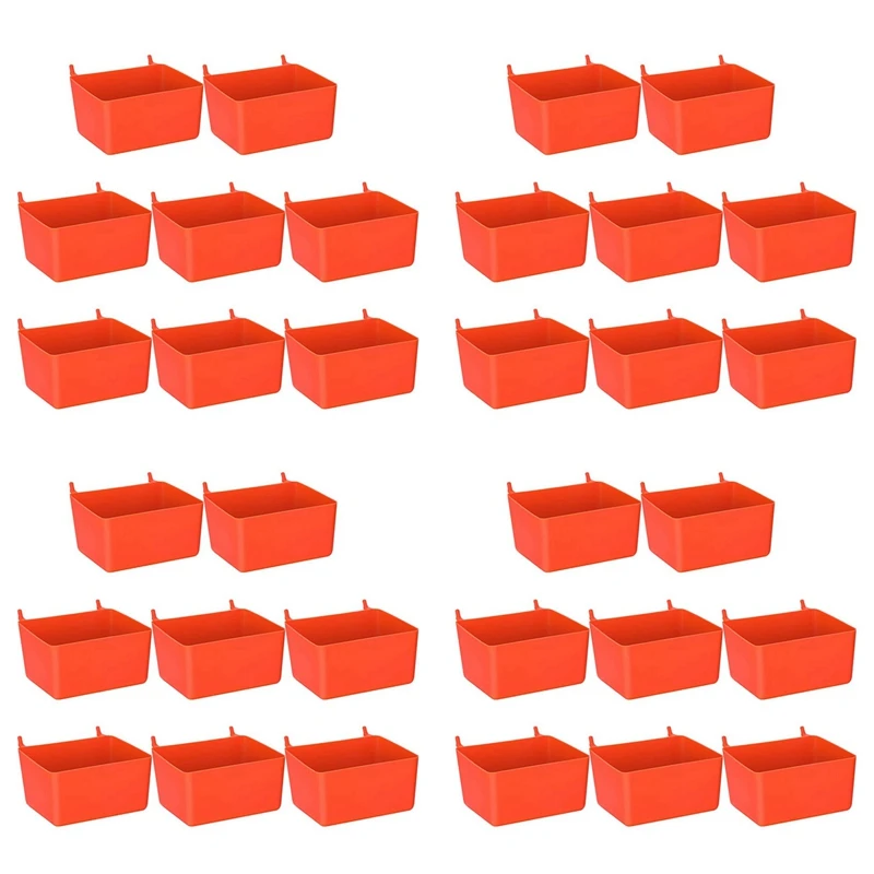 32 Pieces Pegboard Bins Kit Pegboard Parts Storage Pegboard Accessories Workbench Bins For Organizing Hardware(Red)