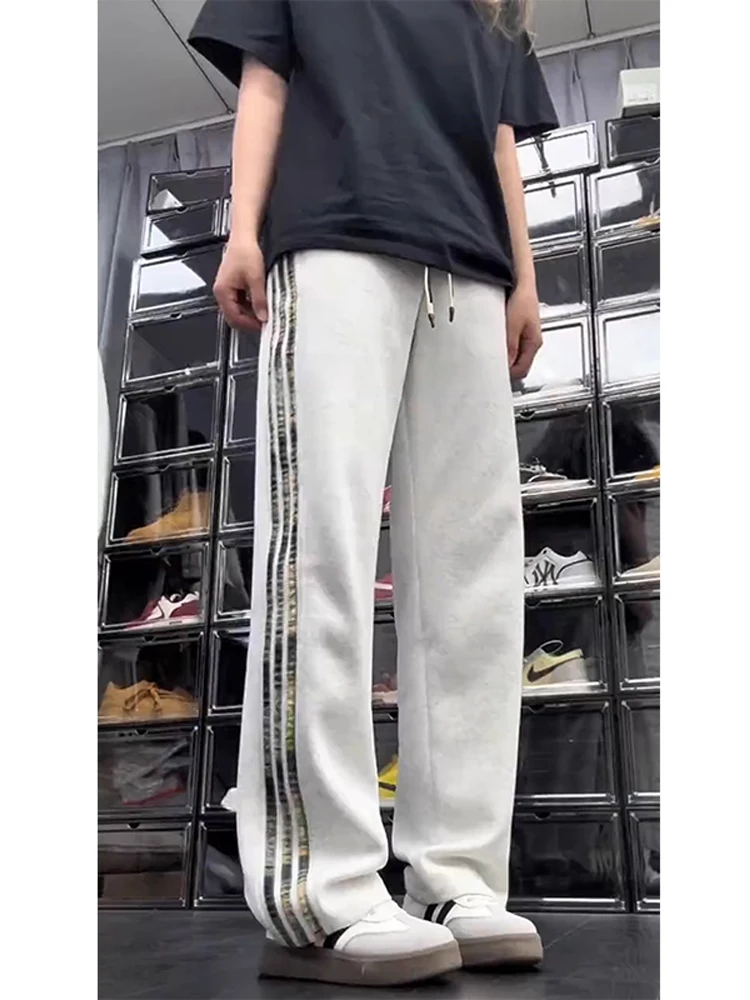 

ay American Tee Bars Men's Autumn Trendy Brand Camouflage Striped Sports Sweatpants Draped Straight Leg Pants