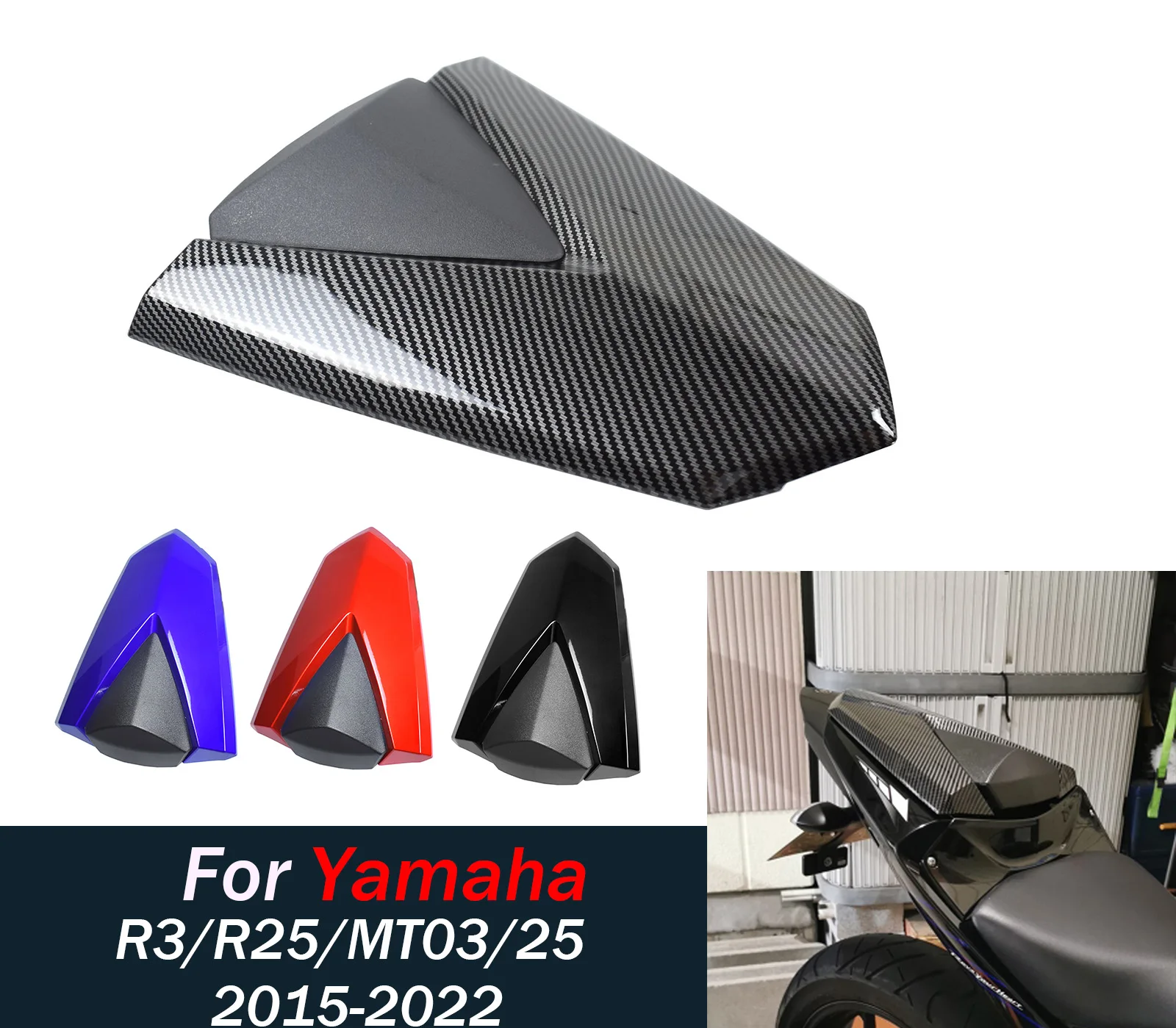 

﻿ Motorcycle Pillion Rear Passenger Solo Seat Cover Cowl For Yamaha R3 R25 2015-2022 MT-03 MT03 MT25 Accessories ﻿