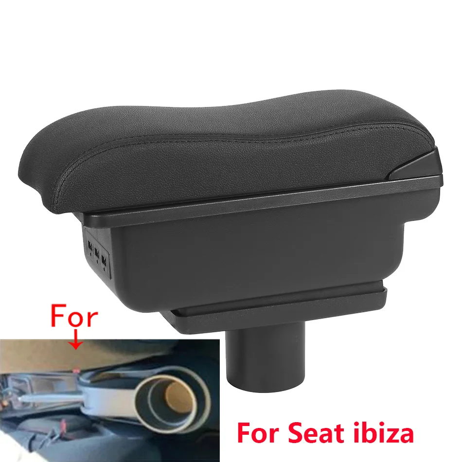 For Seat Ibiza Armrest For Seat Ibiza 6j Ibiza 6L Car Armrest Box Curved Surface leather Storage Box Simple installation Interio