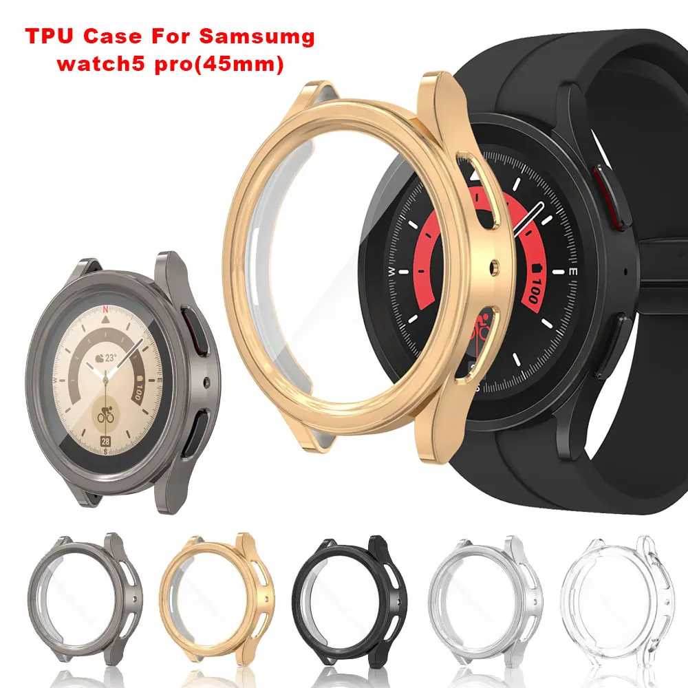 For Samsung Galaxy Watch 5 Pro 45mm 5Pro Full Protective Case Cover Screen Protector Accessories Frame Cases Soft Ultra-Thin TPU