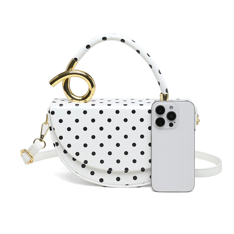 Designer Kleine Satteltasche mit Kurzem Henkel, Handtasche, Modische Polka-Dot Schultertasche, Y2K Trend Damen Party Clutch – Detail 20
