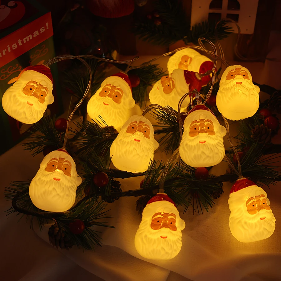 Christmas lights, LED light strings, outdoor decorative atmosphere lights, Santa Claus shaped colored lights