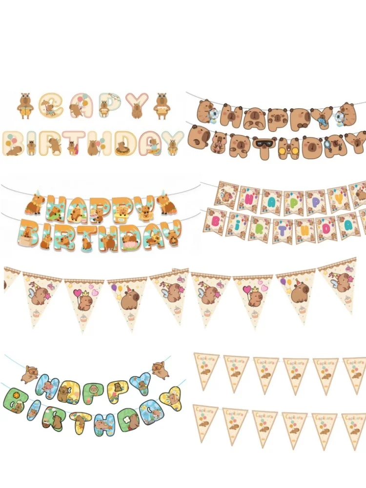 Capybara anniversaire bannière Capybara fête thème approvisionnement drapeau fanion guirlande drapeau suspendu décor Capybara anniversaire fille fête faveurs