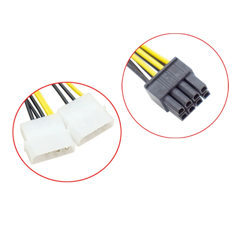 1PCS 18CM 8Pin Male To Dual 4Pin Female Video Card Power Cord 8 Pin PCI Express To Dual 4 Pin Molex Graphics Card Power Cable