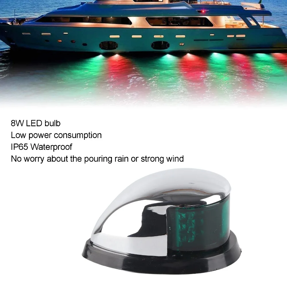 أضواء LED أضواء حمراء خضراء قارب الملاحة ضوء 12 فولت 8 واط مصباح إشارة الإبحار قطرة شكل قارب الجبهة ضوء عائم #4