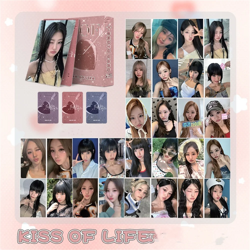 

50Pcs/Set KPOP KISS OF LIFE Boxed Laser Cards High Quality Double Sides Printing LOMO Cards NATTY BELLE HANEUL JULIE Fans Gifts