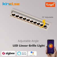 Tuya ZigBee Smart Dimming LED Linear Grille Light Embedded Adjustable Angle Anti-glare Spotlight 10W 20W Long Strip Floodlight