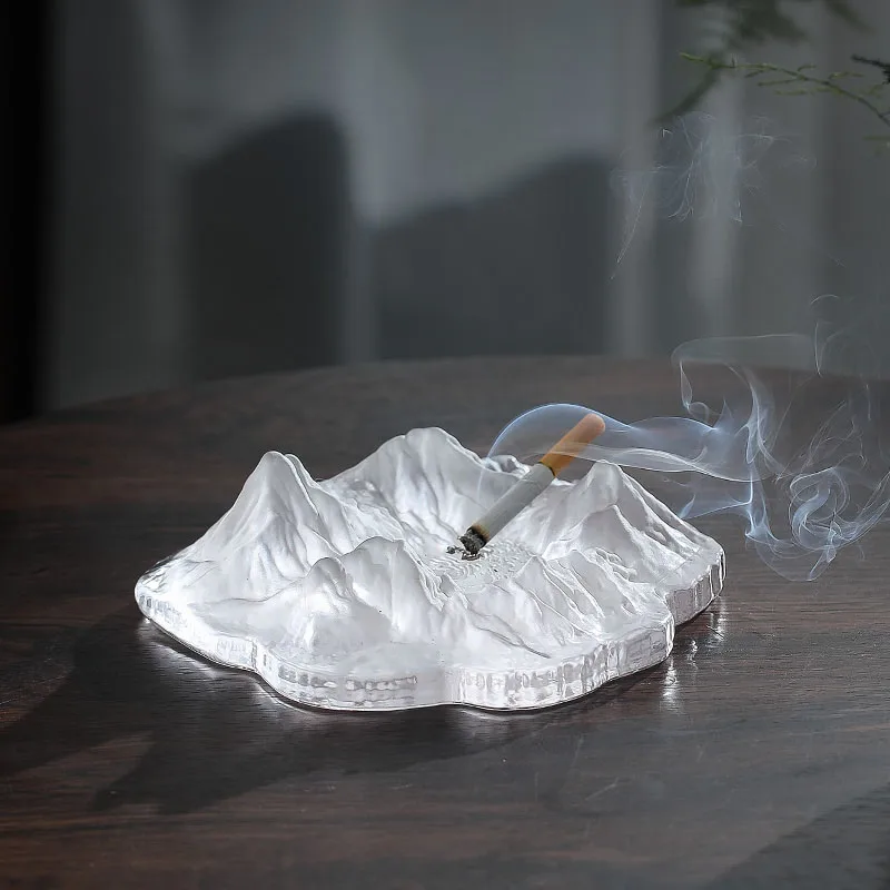 

Creative Colored Glaze Ceberg Ashtray Mountain Peak Style Desktop Crystal Glass Ashtray for Smoking Cigarette Cigar