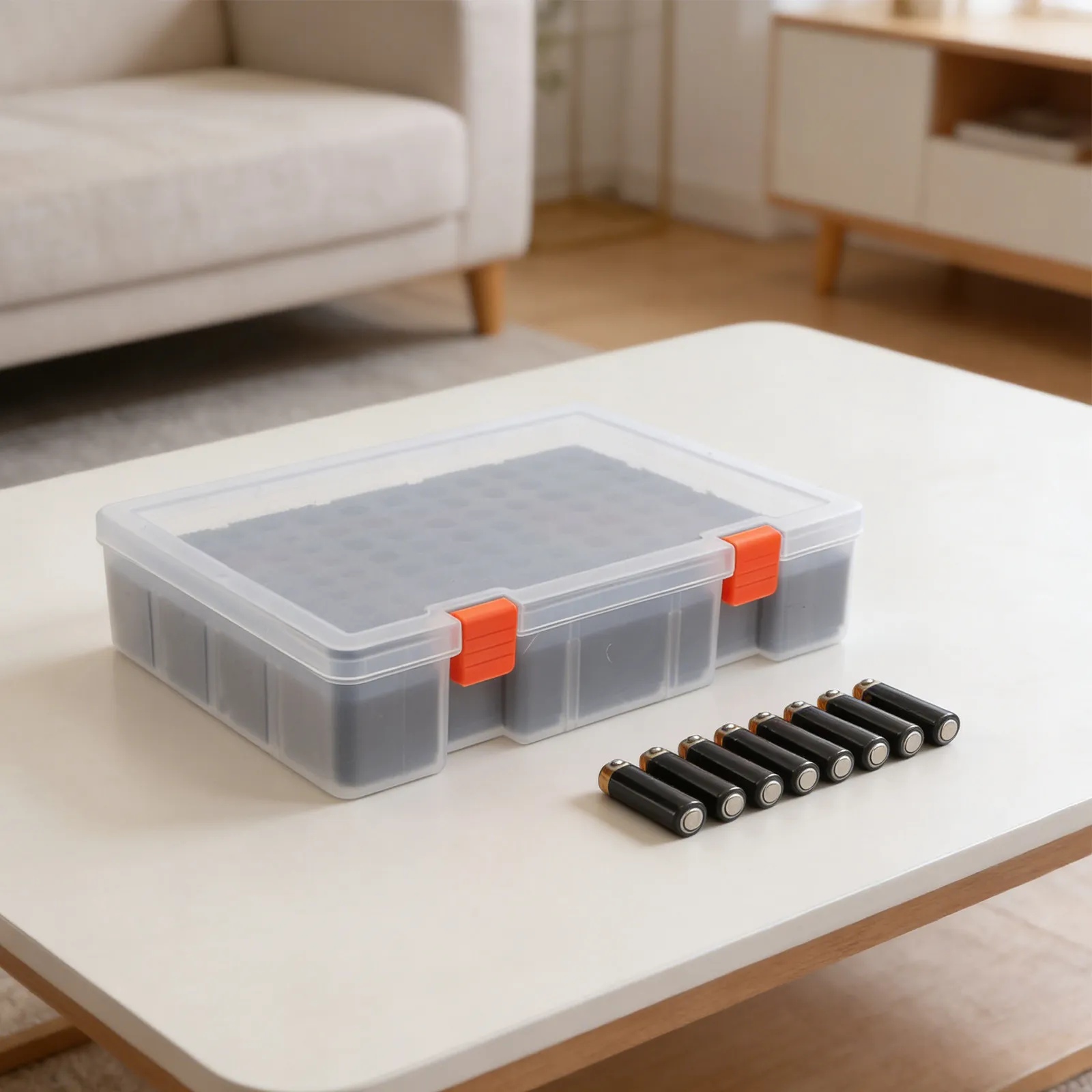 Battery Storage Case Organizer Plastic Transparent Box Holds Aa Aaa Batteries Large Capacity Foam Insert Portable Storage
