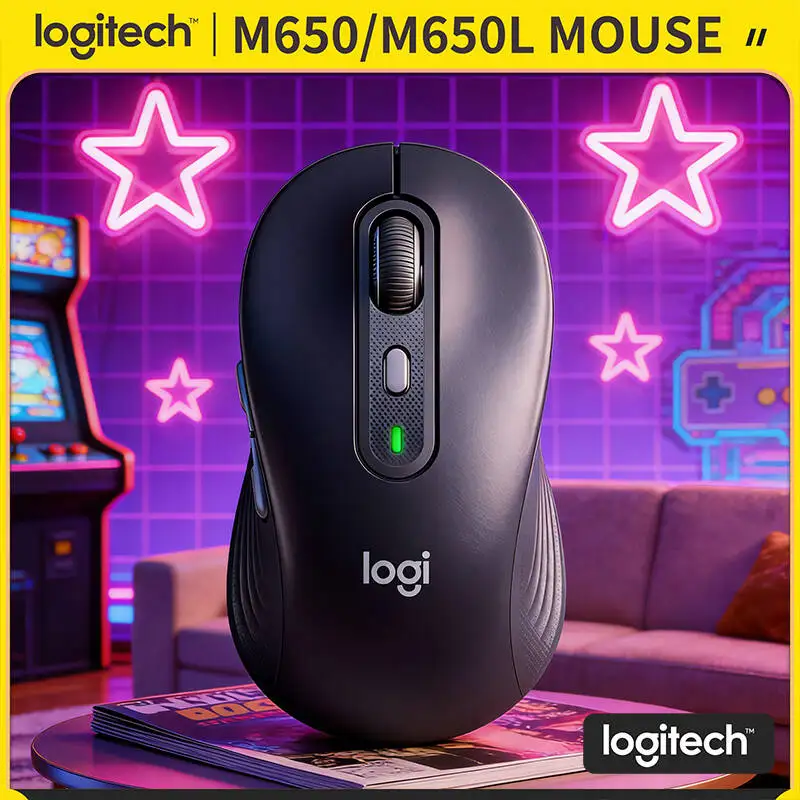 

Logitech M650/M650L Wireless Ergonomic Mouse - Rubber Grips, 400-4000 DPI Adjustable, 90% Quieter Clicks, 10m Range