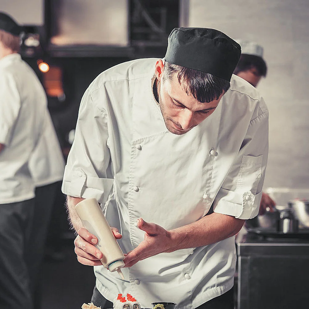 2-delige zwarte chef-kok caps ademend gekamd stof verstelbare maat paddestoelhoed voor keuken restaurant café barbecue