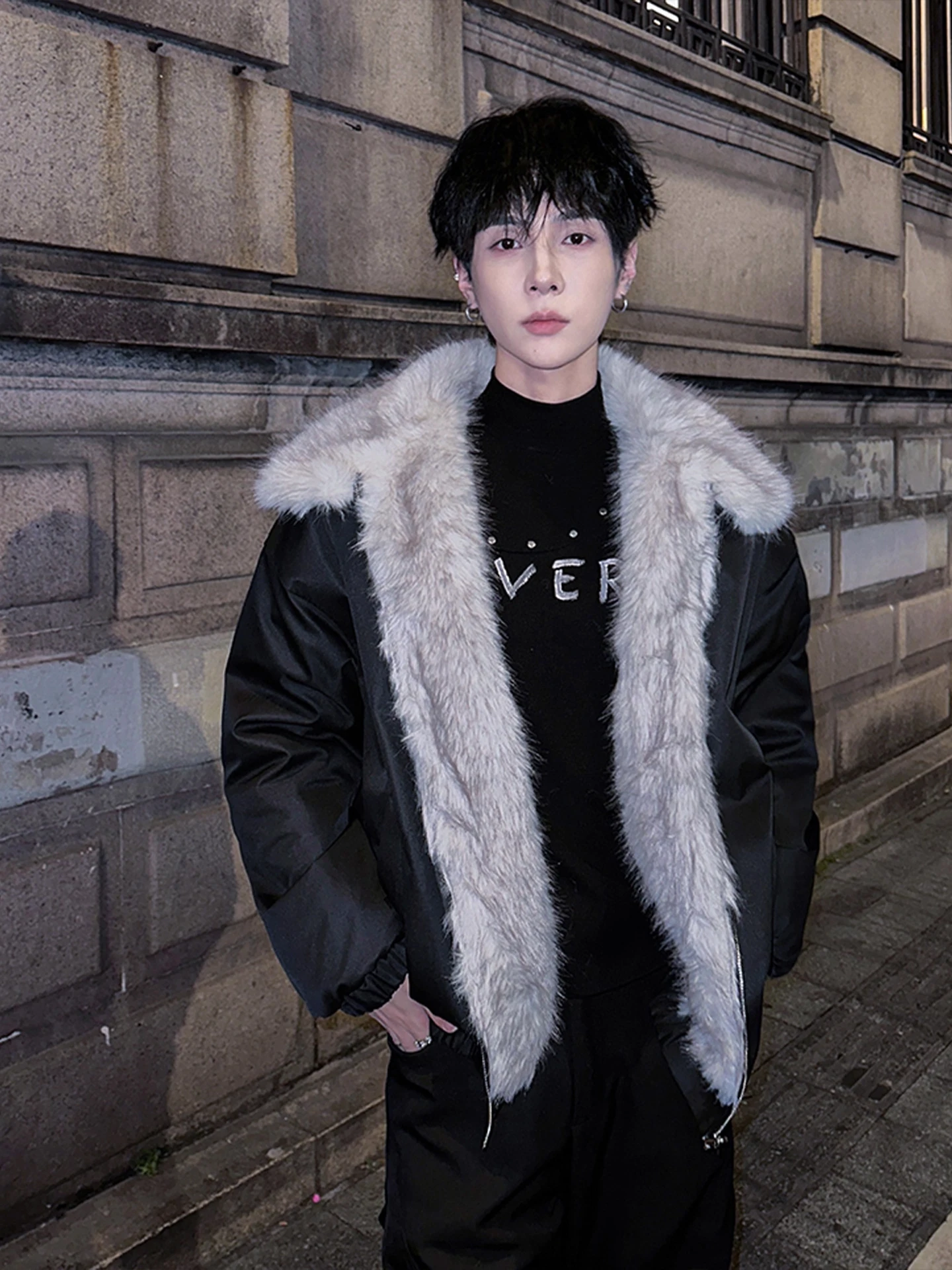 

American Retro Thiened Jaet Cotton Coat Men Women Sle Winter Cleanfit Parka Mountain Eagle Coat Warm Fluffy Collar