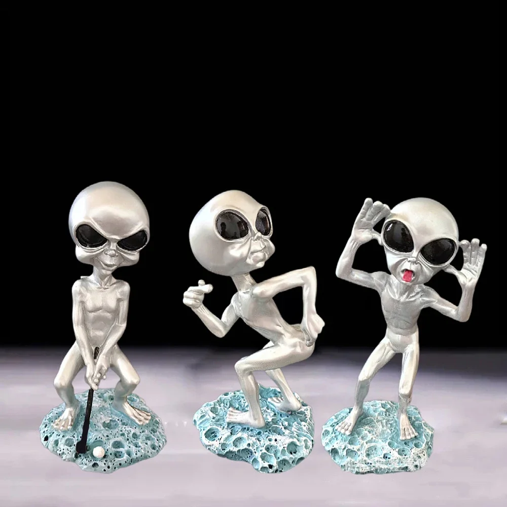 Luxury Resin Cute Funny Alien Desk Decor Statues Toy Halloween Christmas Gift Extraterrestrial Ornament Home Sculpture Figurines