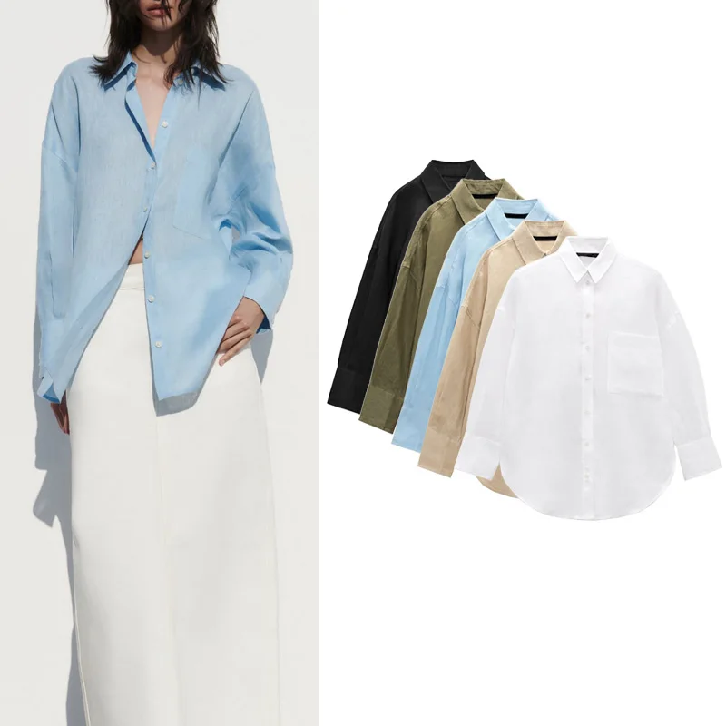 

White Sun Protection Loose Fit irt with Collar And Single ket Spring Summer New Sle Korean Sle Polyester Fiber