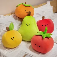 Squishy Fruit Plush Toy Stuffed Tomato Apple Pear Orange Persimmon Plush Pillow Soft Food Plush Peluche Kids Birthday Gift