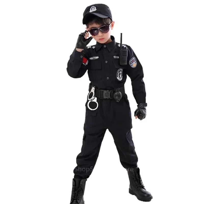 Disfraces de Halloween de policía especial de tráfico para niños, uniformes de policías para actuación de fiesta de carnaval, disfraces de Cosplay para niños del ejército