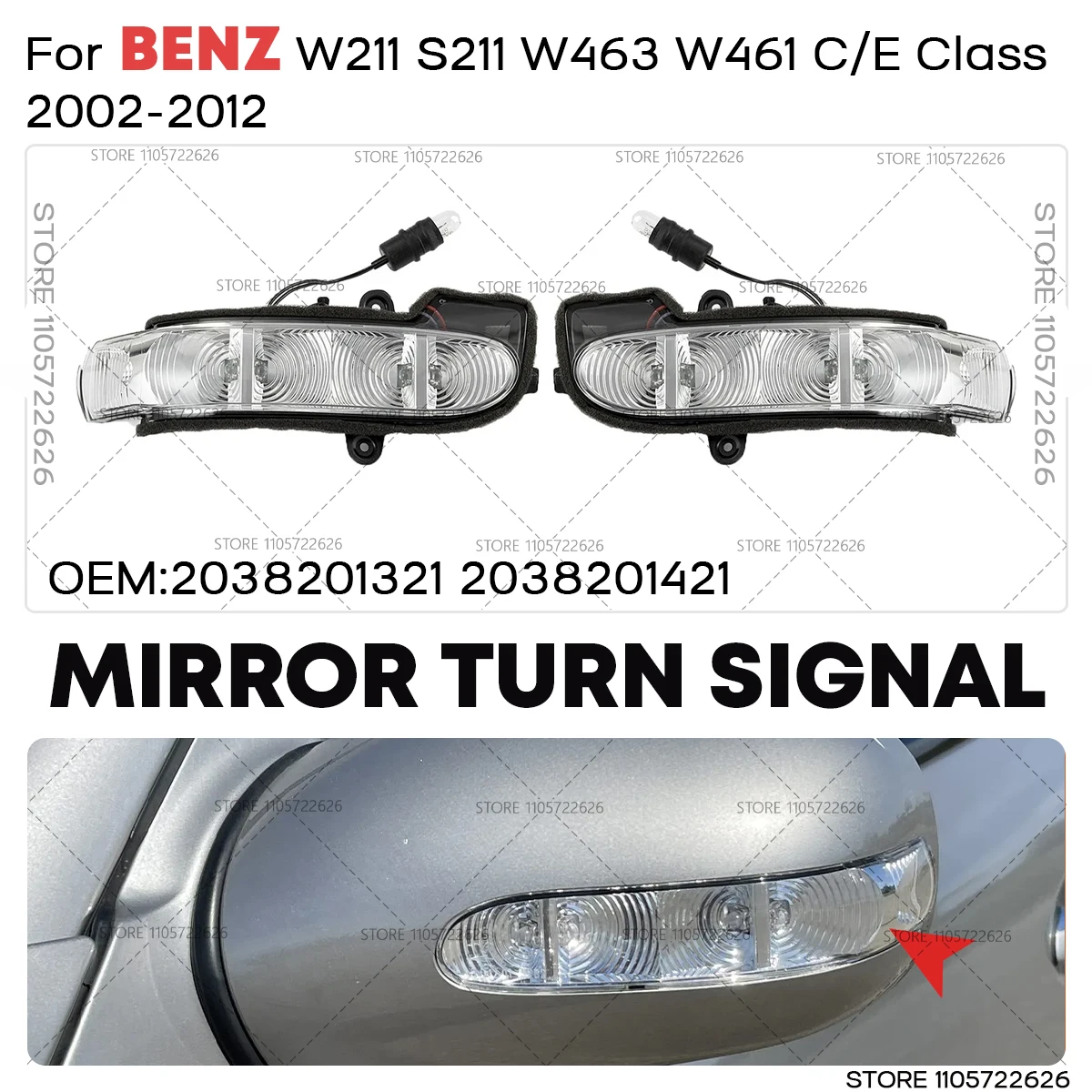 Für 2002-2012 Mercedes Benz W211 S211 W463 W461 C/E Klasse Rückspiegel Blinkerleuchten 2038201321 2038201421