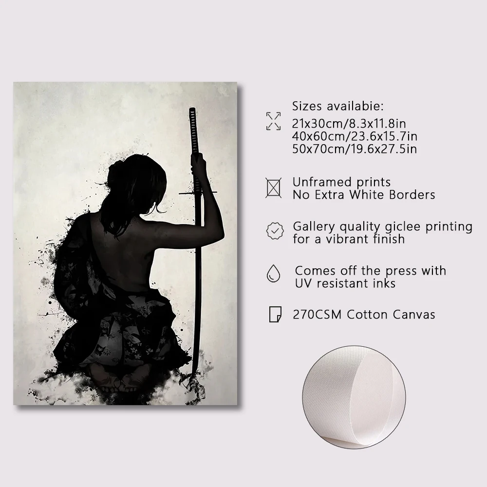 Japanese Anime Aesthetic Poster Wall Art Decor Game Retro Samurai Canvas Painting Art Vintage Poster Living Room Bedroom Decor