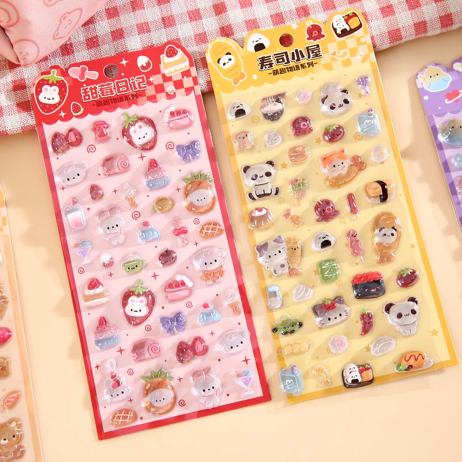 Cute 3D Epoxy Stickers, Lovely Dessert, Animal & Milk Tea Decals for Journal Scrapbook DIY Decoration