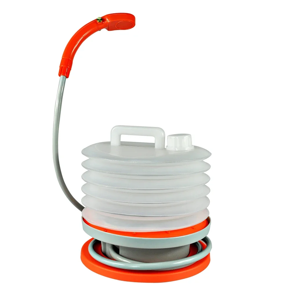 All-in-one design camping showers.Outdoor battery powered Portable Camping shower with 10L collapsible bucket