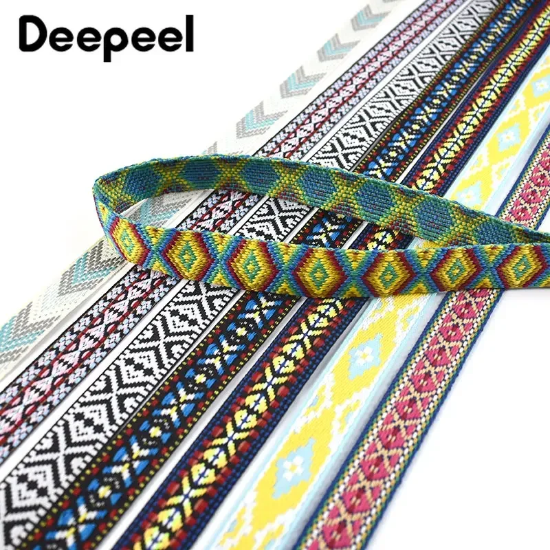 Deepeel-cinta Jacquard de 8 metros, 22/25mm, cinta étnica para bolsa, correa para ropa, cinturón, cinta bordada, manualidades DIY, accesorios de suministro de costura