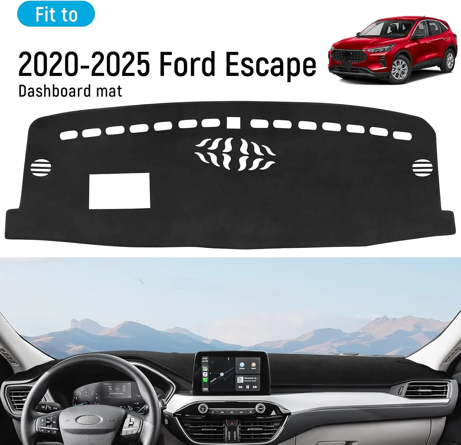 

Dash Cover for Ford Escape 2020-2025 Accessories Flannel Dashboard Cover Dash Mat Center Console Cover Sunshield Protector Pad