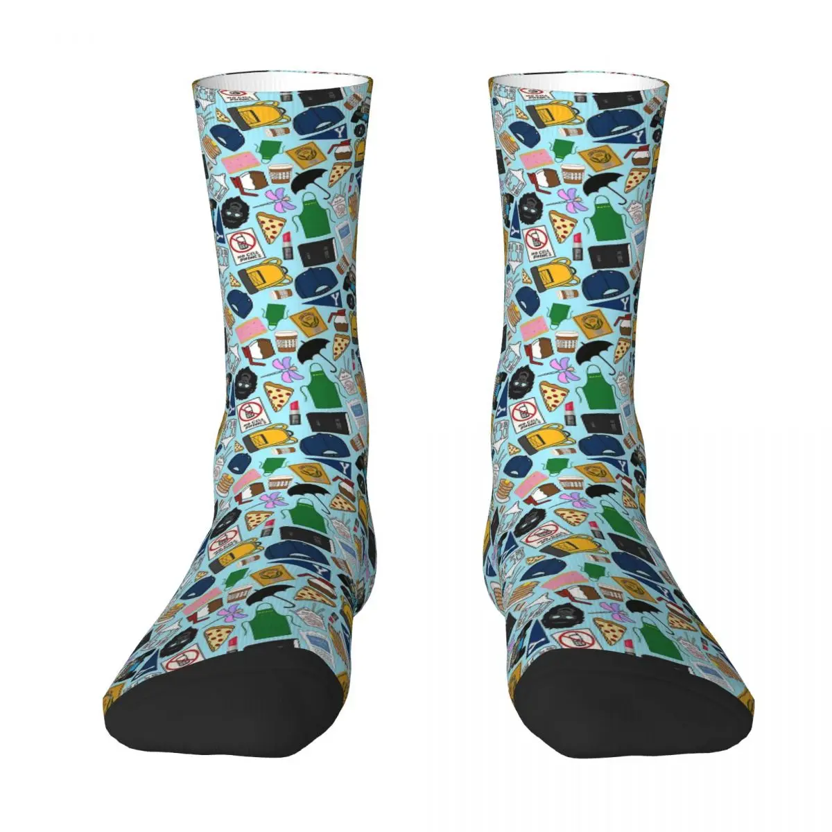 Ultimate Fan Pattern Icons All Over Print Blue Pack Unisex Winter Socks Windproof Happy Socks Street Style Crazy Sock