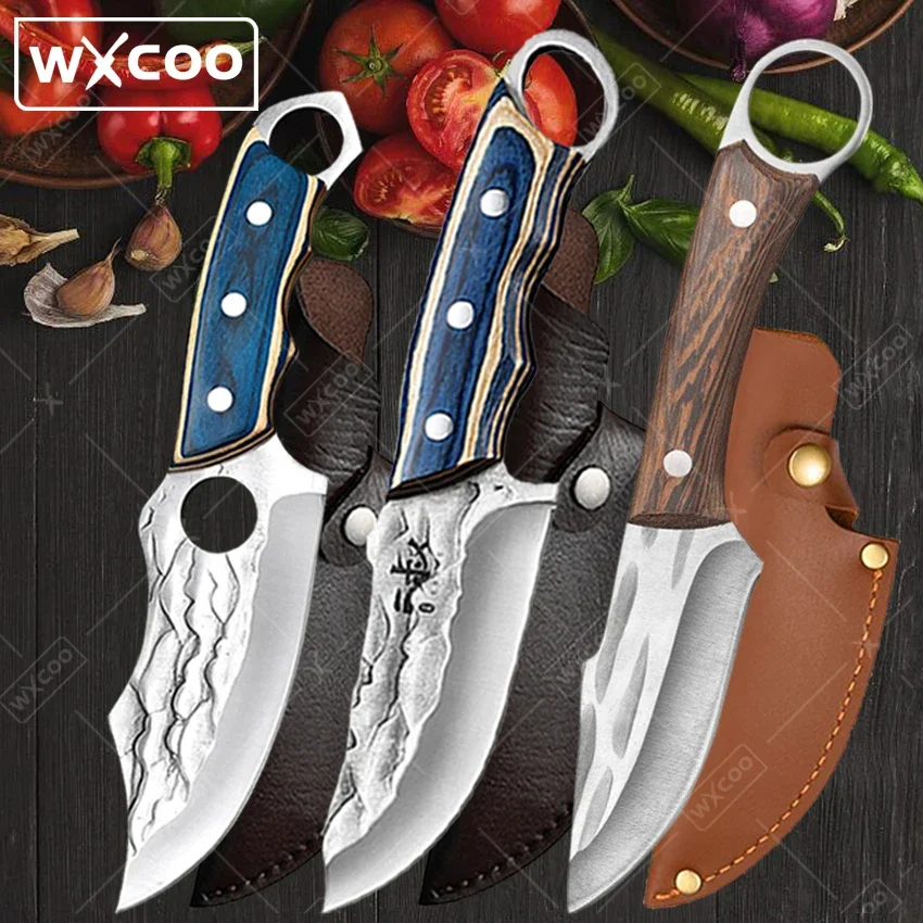 WXCOO Küchen-Ausbeinmesser, professionelles Kochmesser mit Deckel, zum Kochen, Edelstahl, handgeschmiedetes Fleischbeil, Schneiden