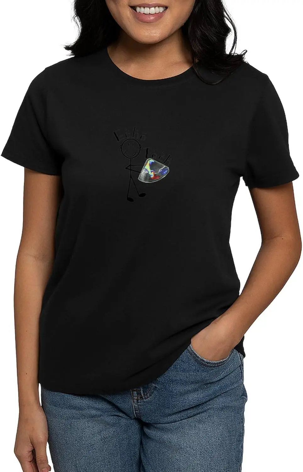 CafePress Cardiac Echo Tech T Shirt Womens Cotton Dark T-Shirt