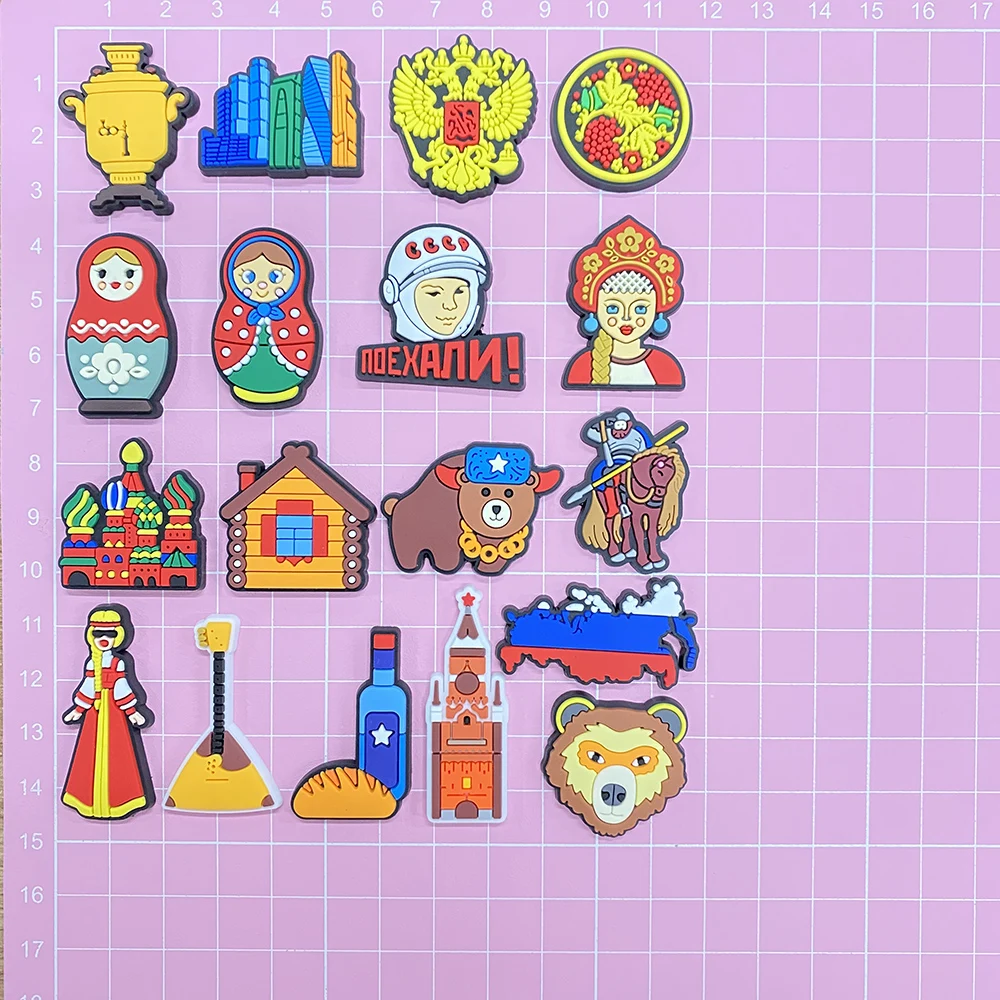 

18Pcs/set Funny PVC Shoe Charms Russian style Shoe Decorations Accessories for Kids Party X-mas Gifts