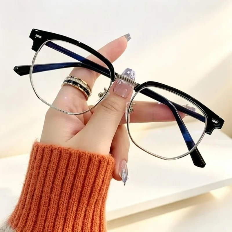 1/2PCS Óculos Anti-Luz Azul Masculinos, Óculos de Grau Quadrados Sem Armação para Mulheres, Óculos de Escritório para Computador, Óculos Masculinos Modernos