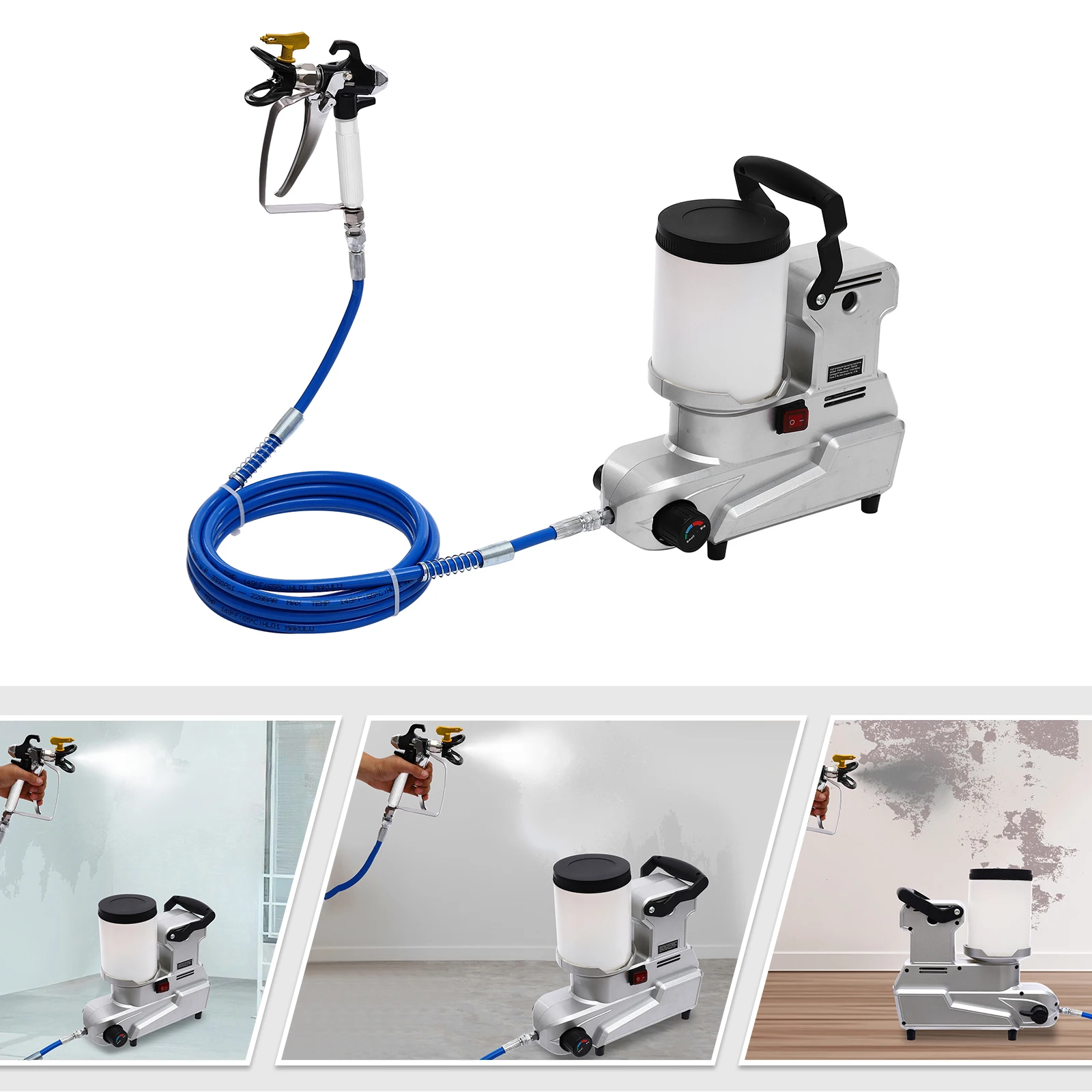 

Silver Airless Paint Sprayer,110V High Pressure Plastic Painter Free Standing 36*16*33.5cm for Furniture,Shutters
