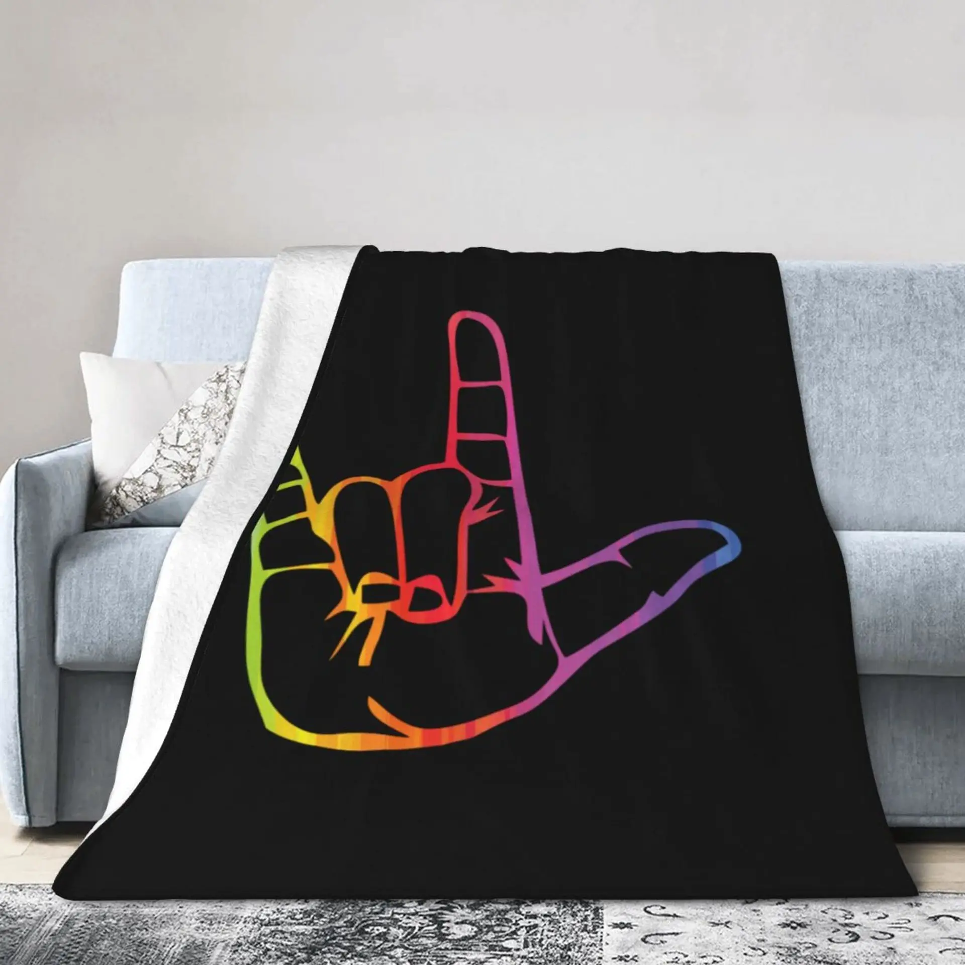 I love your sign language digital-printed polyester Bedroom velvet flannel soft sofa cover blanket Fleece soft cover blankets