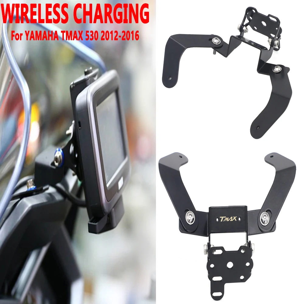 

Motorcycle Phone Stand Holder Smartphone Wireless Charging GPS Navigaton Plate Bracket For YAMAHA TMAX 530 T-MAX 530 2012-2016