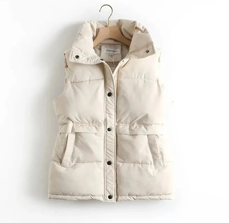 

Cotton Vest Women Wear Short Autumn and Winter Down Cotton Clothes Loose Jacket Stand-up Collar Vest