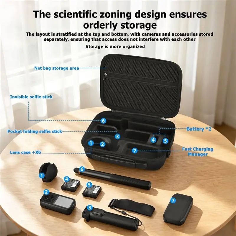 DTB7 Portable Storage Bag Carrying Case for X6 Camera, Travel Handbag Shoulder Bag with Double Zipper, Water-Resistant