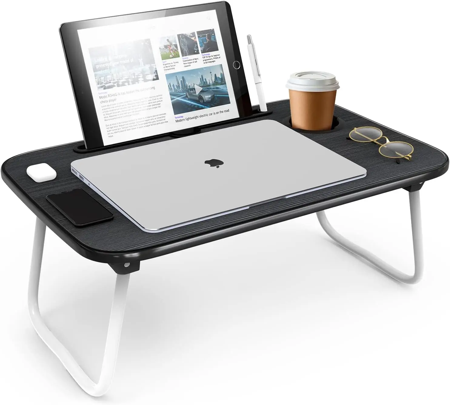 Foldable Laptop Bed Tray Table, Portable Lap Desk for Sofa Couch Floor Use - Small Size
