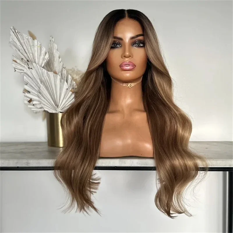 

Натуральные еврейские волосы омбре-коричневого цвета, без клея, мягкие, длинные, с эффектом волн, 5x5, на шелковой основе, с HD-кружевом, европейские волосы, с baby hair, предварительно выщипанные.