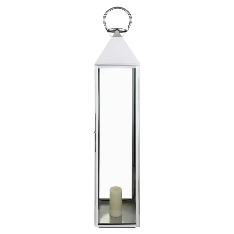 Large Rustless Stainless Steel Garden Decorative Lantern Candlestick Wedding Golden Outdoor Standing Home Glass Lantern
