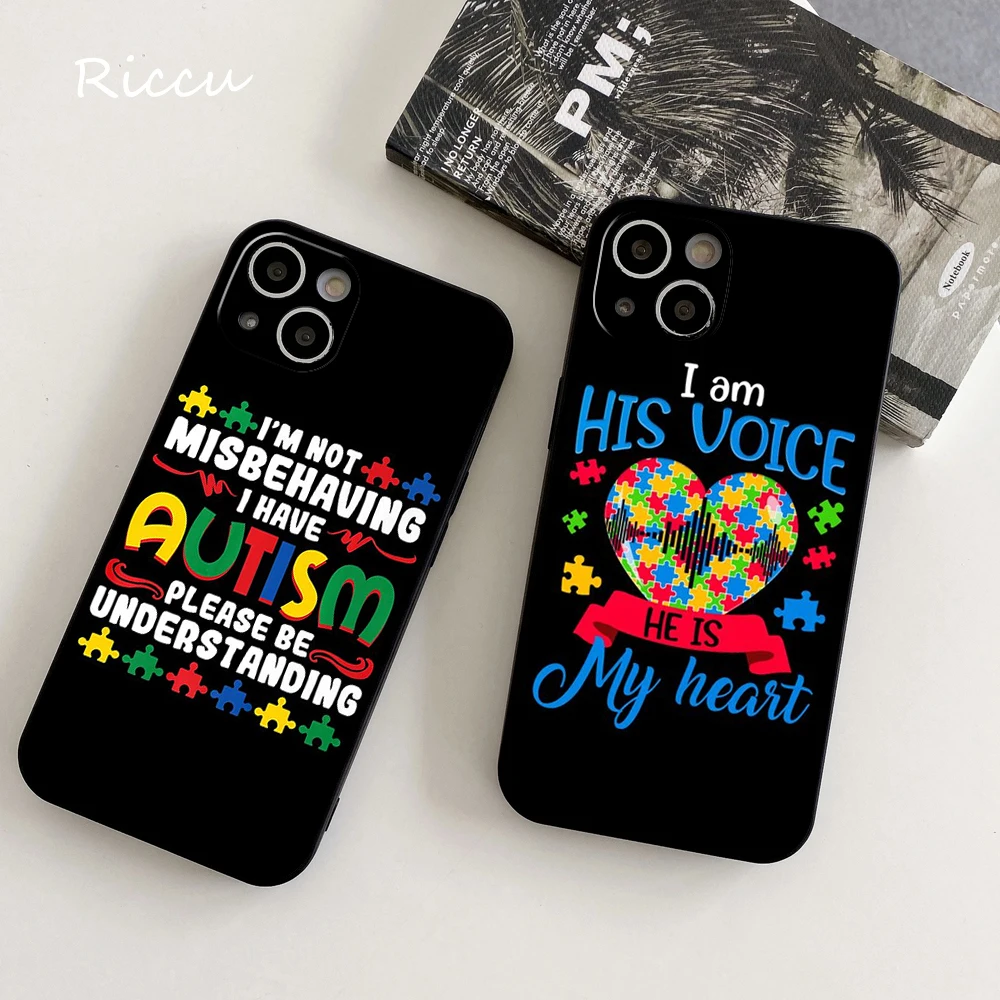 FOR IPhone 14 Autism Support Puzzle Soft Case for Iphone 15 14 11 12 Pro 8 7 15 Plus X 13 Pro MAX SE2020 XR XS RICCU Soft Covers