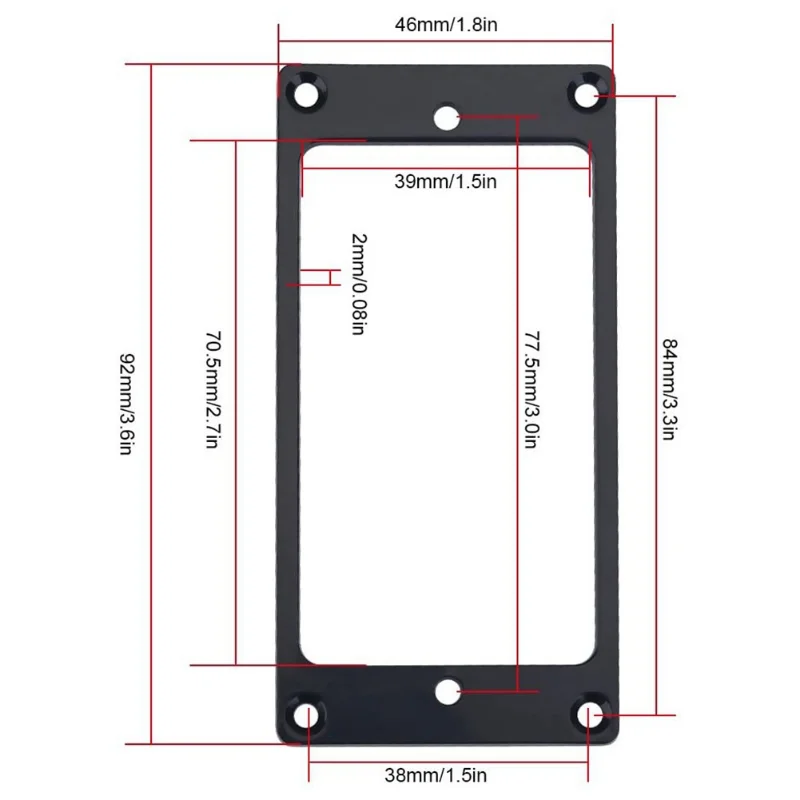 Guitarra Elétrica Humbucker Pickup Mount Ring Frames, ouro, prata, preto, metal, 90mm X 45mm, 2Pcs